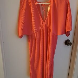Mango Coral Dress with Elegant Tie Back